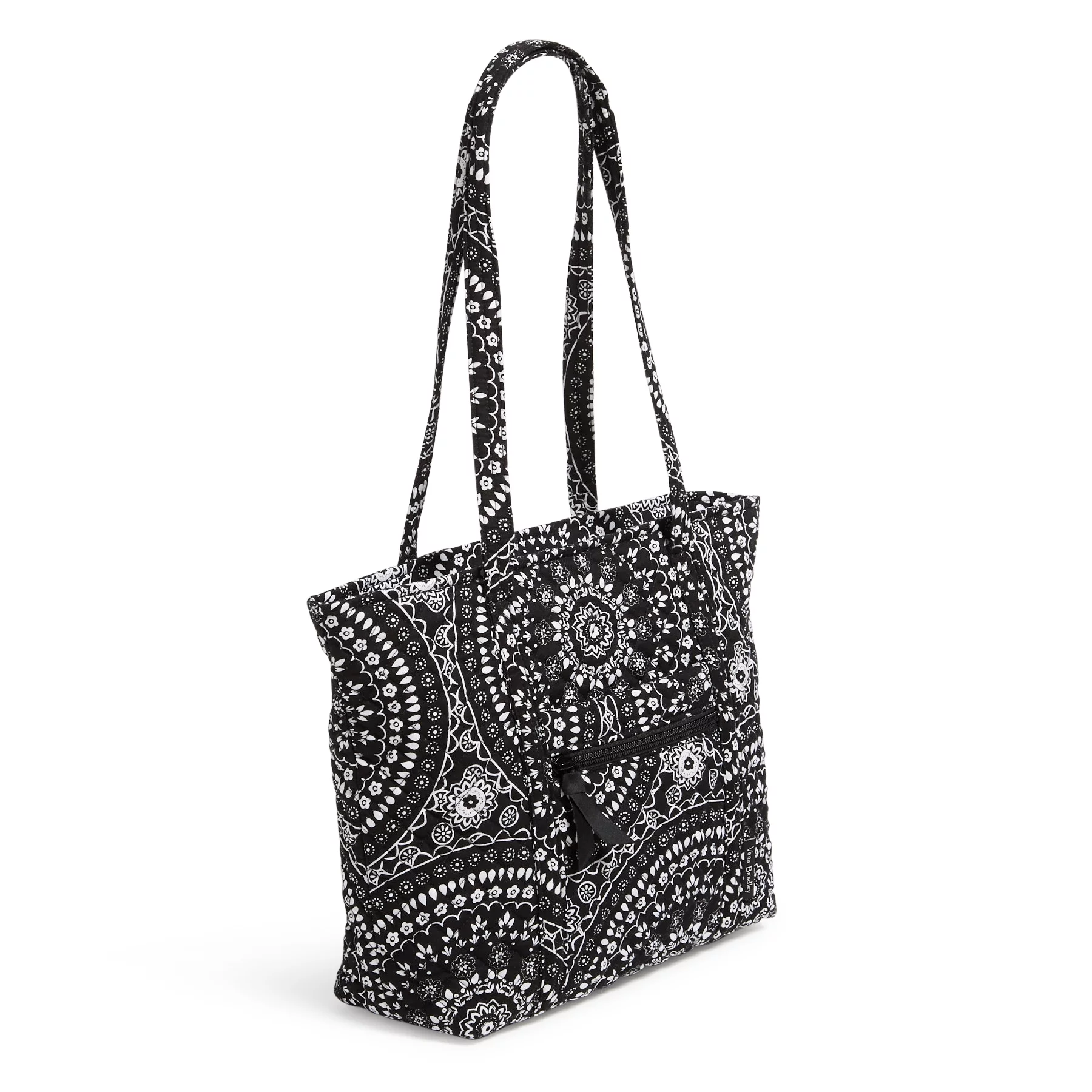 Vera Bradley Women's Recycled Cotton Small Vera Tote Bag Black Bandana Medallion