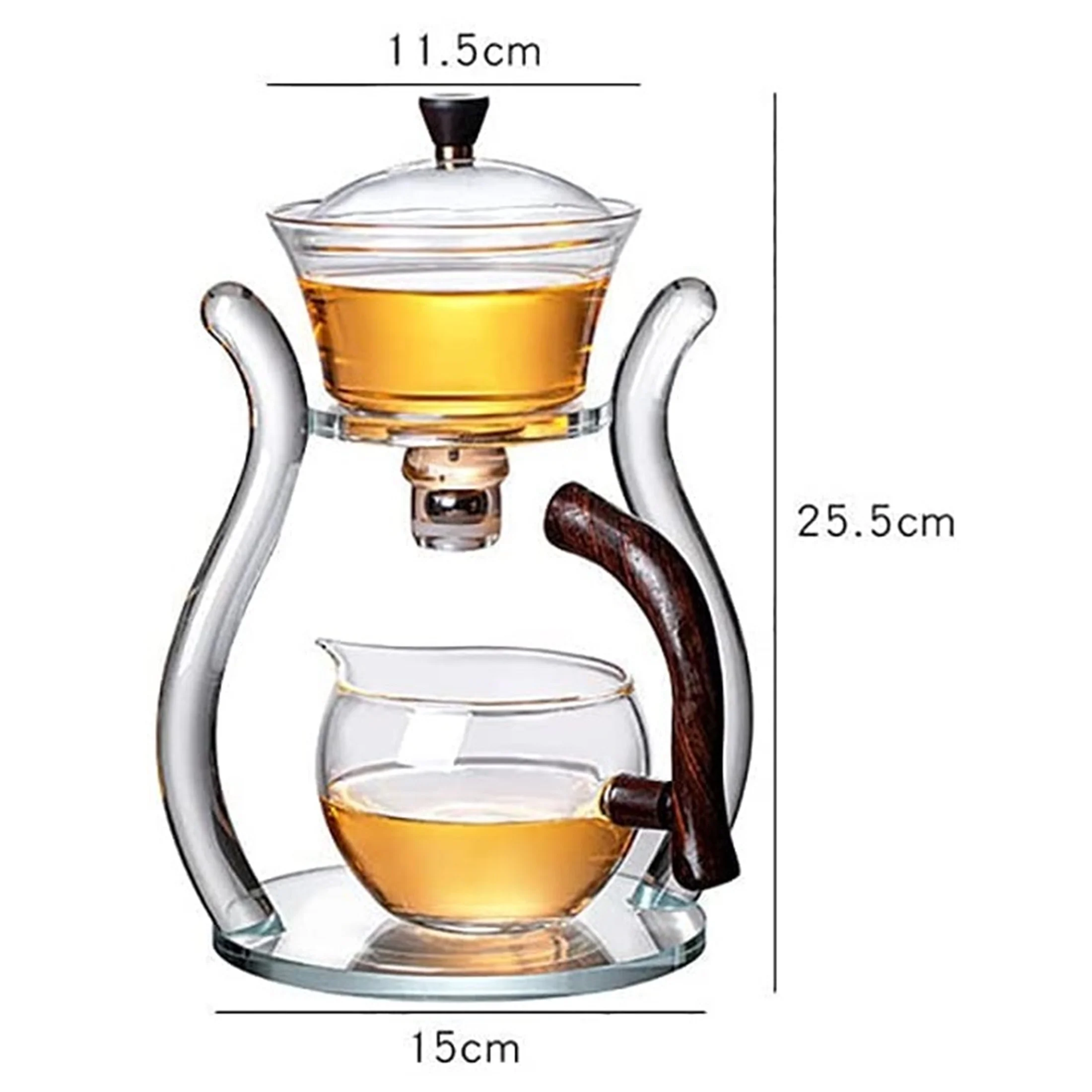 Fire Kirin Lazy Kungfu Glass Tea Set Semi Automatic Clear Tea Pot Set
