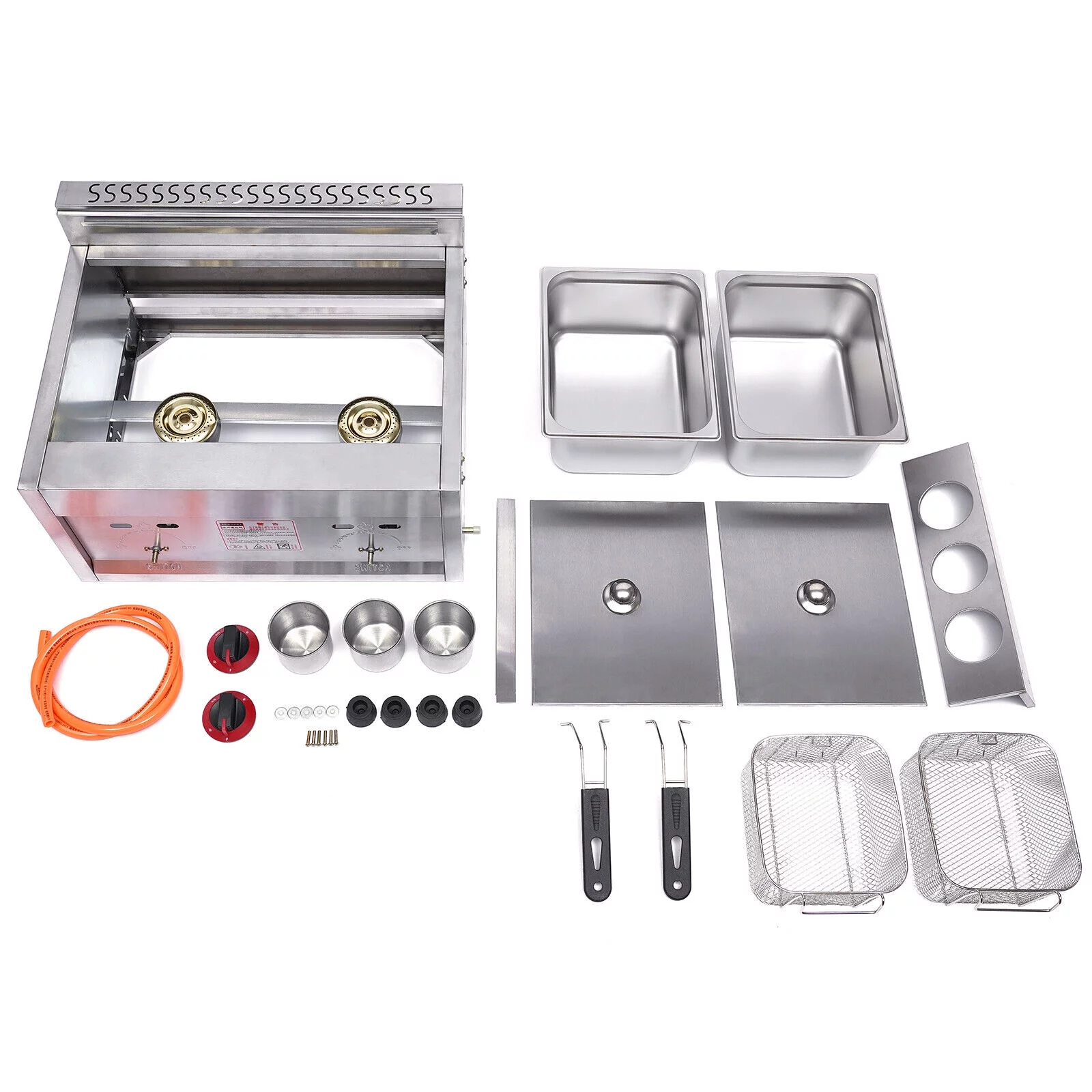 ZhdnBhnos 6L*2 Dual Tank Commercial Countertop Gas Deep Fryer 2 Basket Cooker Kitchen Frying Machine 12L Stainless Steel Propane(LPG)