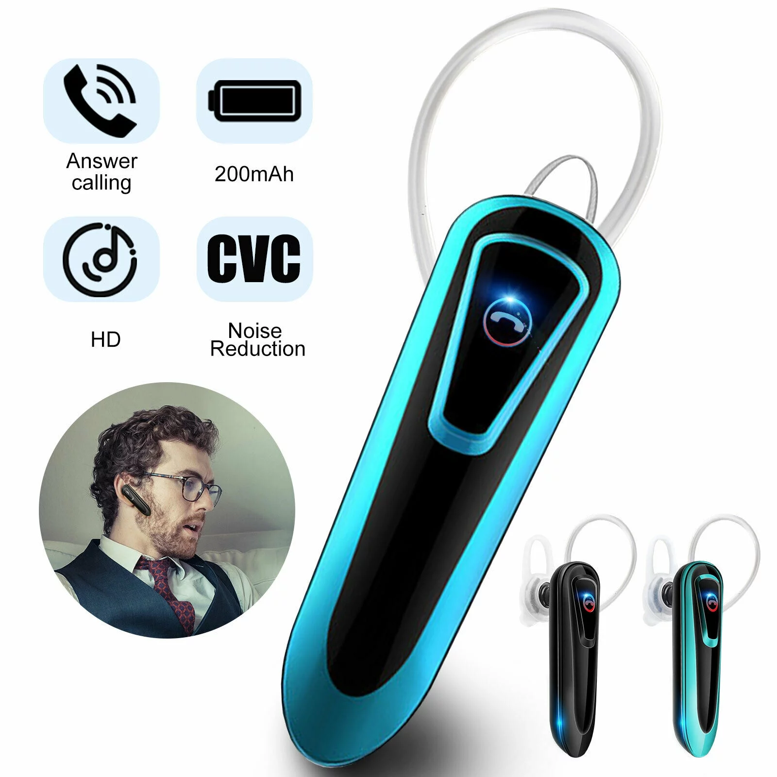 Cyber And Monday sale Bluetooth Headset, Wireless Business Earpiece V5.0 Lightweight Noisy Suppression Bluetooth Earphone with Mi