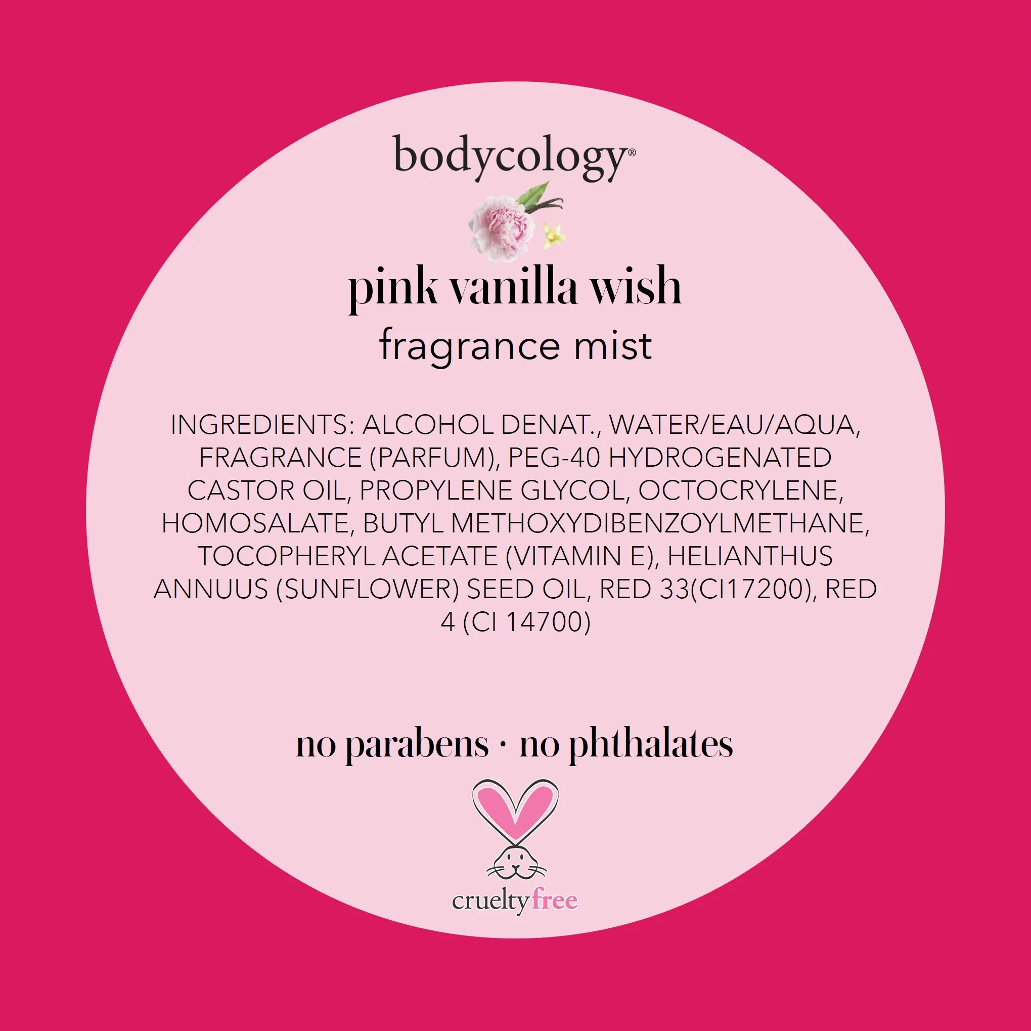 Bodycology Pink Vanilla Wish by Bodycology Fragrance Mist Spray 8 oz for Women