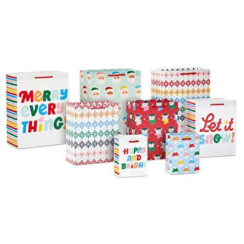 Hallmark Christmas Gift Bag Assortment (8 Bags: 2 Small 5