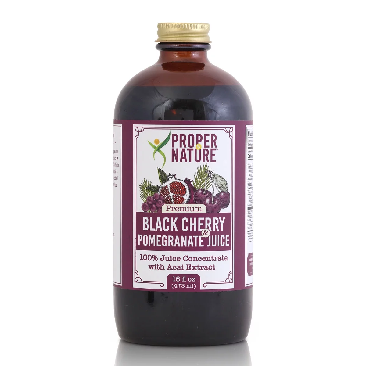 Proper by Nature Black Cherry & Pomegranate Juice 100% Concentrate w/ Acai Extract