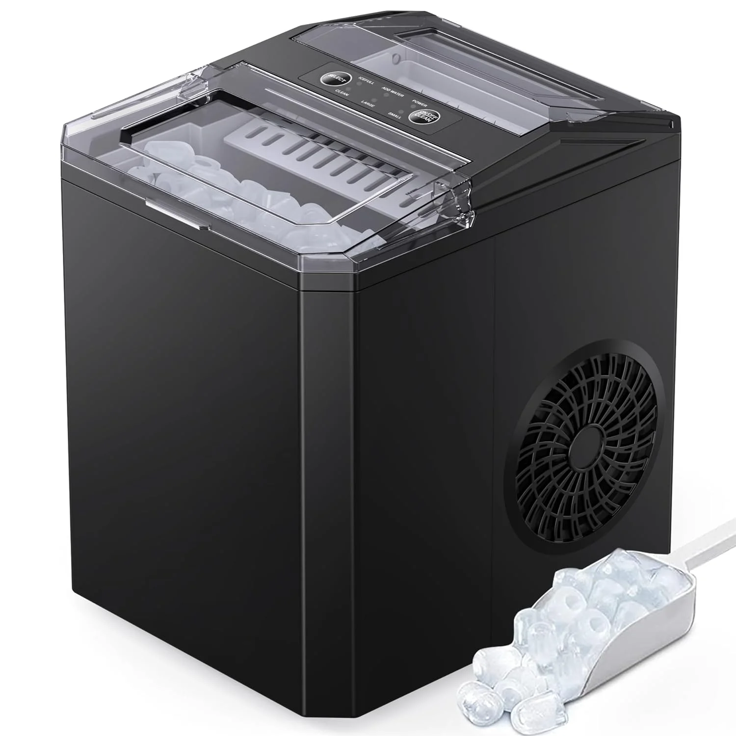 Philergo Quick Cube Ice Machine, 26lbs/24hrs Portable Countertop Sizes of Bullet Cubed Ice Maker for Home Kitchen Office Bar Party, Black