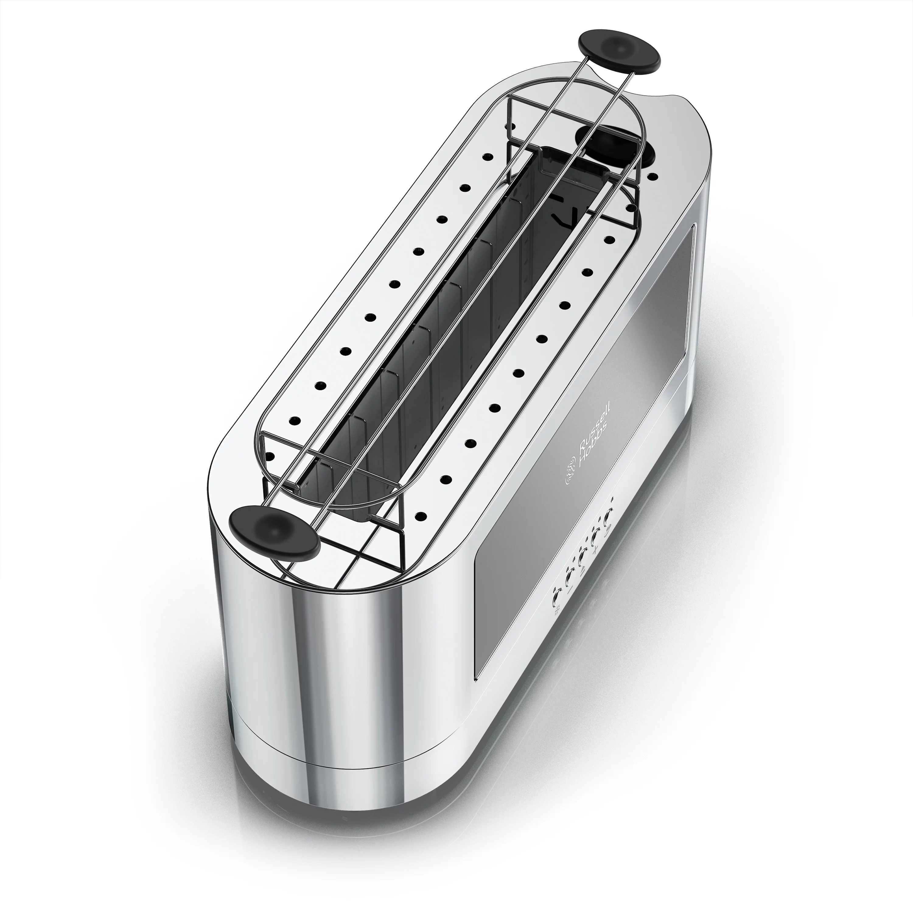 Russell Hobbs 2-Slice Glass Accent Long Toaster, Black & Silver, TRL9300BKR