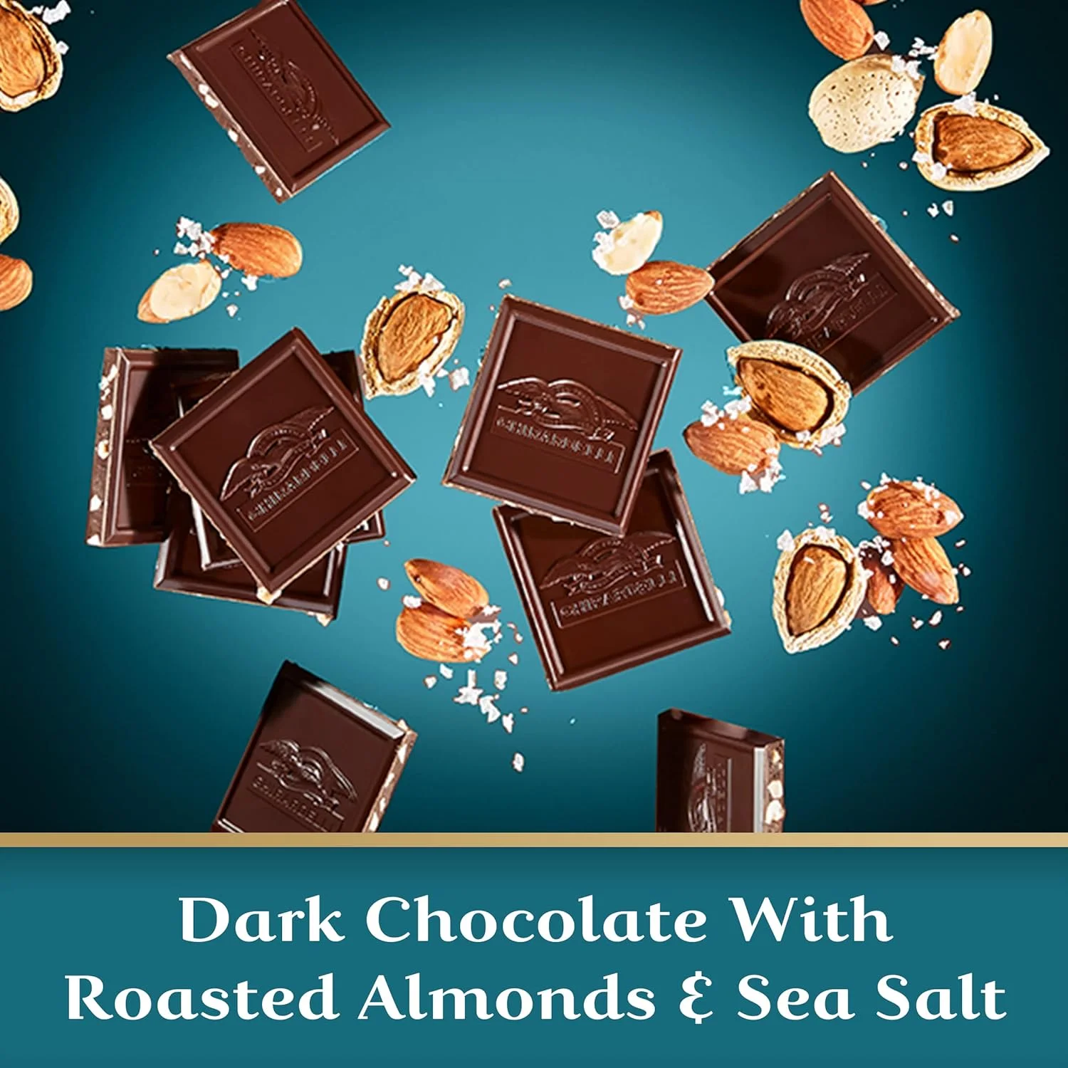GHIRARDELLI Sea Salt Almond, Intense Dark Chocolate Bar, Valentine’S Day Chocolate Gifts, 3.5 Ounce Bar (Pack Of 4)