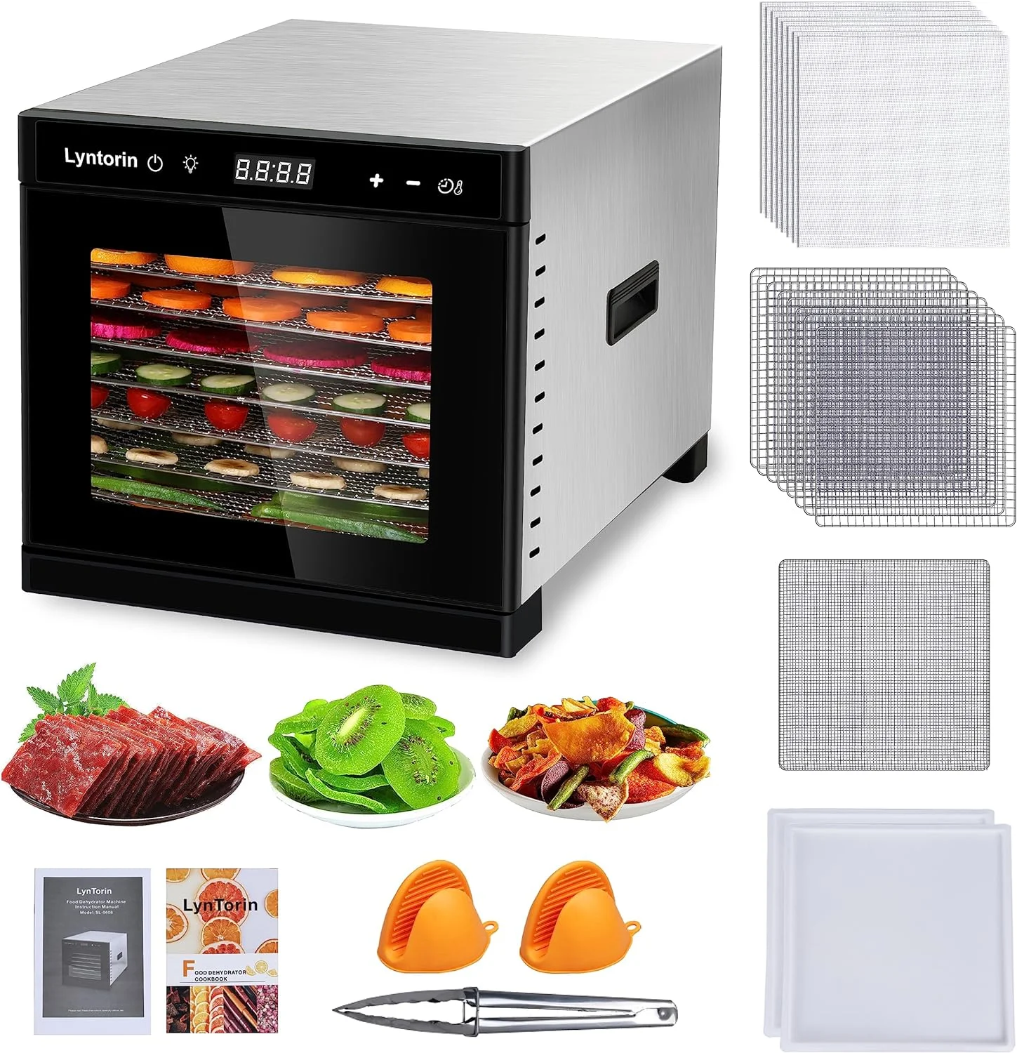 OUWI Food Dehydrator Machine, 700W 8 Trays Dehydrators for Food and Jerky with 95-167℉ Temperature & 24H Timer, Food Dehydrator 19pcs Tray&Sheet
