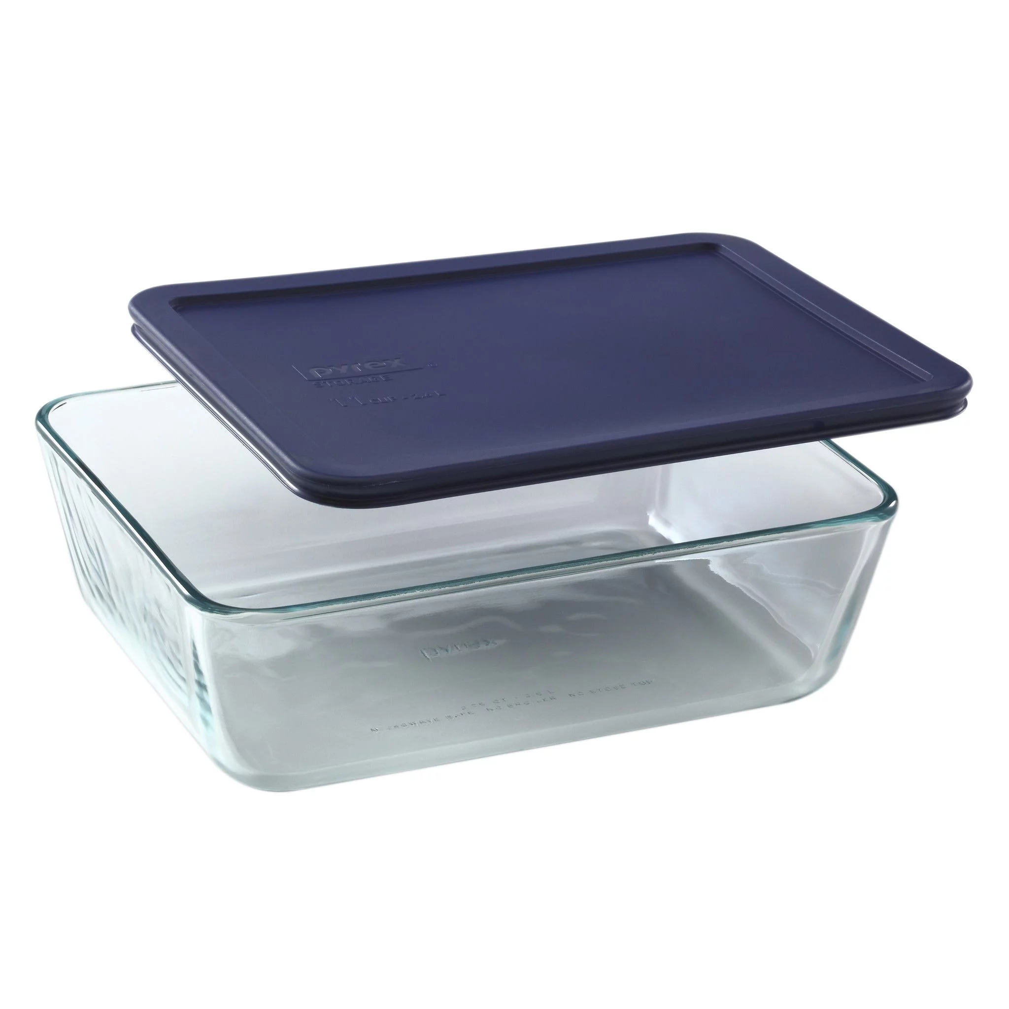 Pyrex 11-cup Rectangular Glass Food Storage Container with Blue Lid