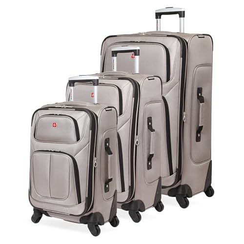 SwissGear Sion Softside Expandable Luggage, Black, Checked-Large 29-Inch