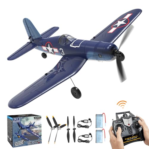 RC Planes for Adults, 4 Channel RTF F4U Corsair RC Airplanes Fighters with 6-Axis Gyro, 3 Flight Modes and One-Key Aerobatic Function, Suitable for Outdoor Activity