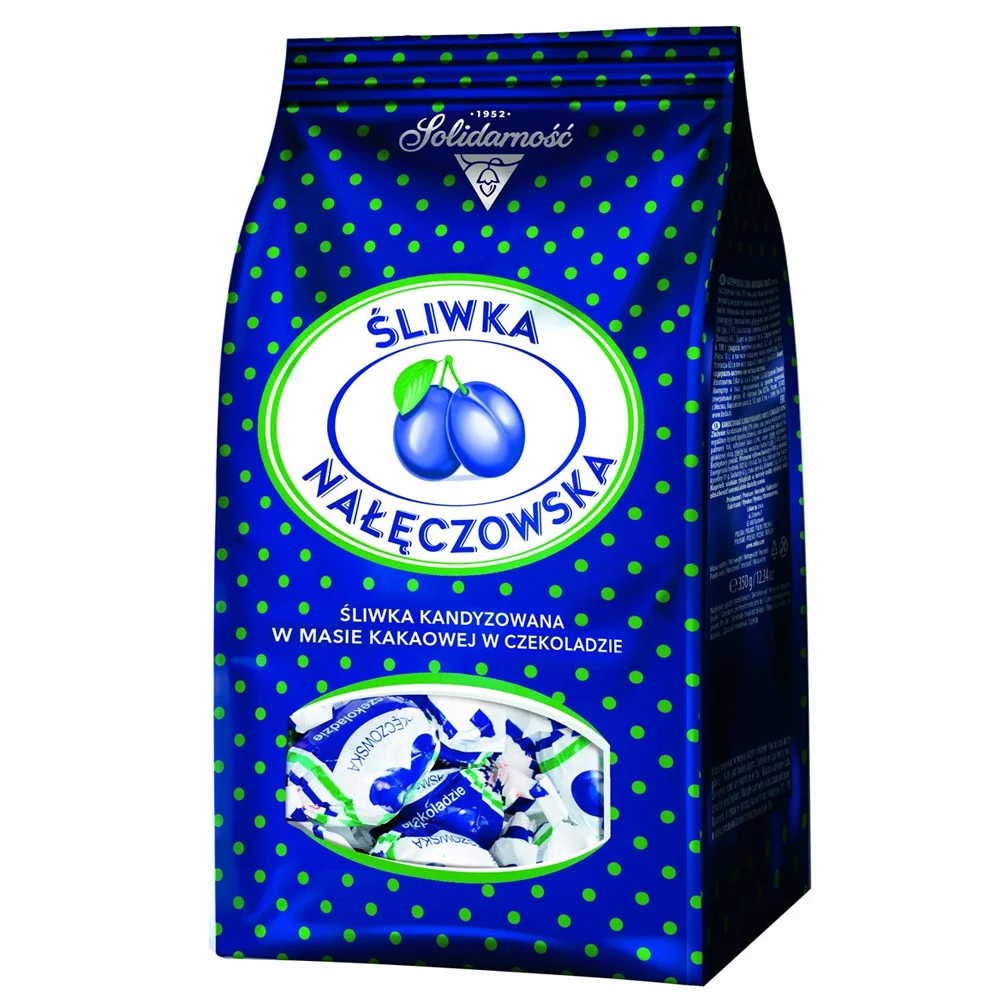 Solidarnosc Sliwka Naleczowska Candy Chocolate Glazed With Prunes Classic Polish Candy 350g/ 0.77lb - Set of 3