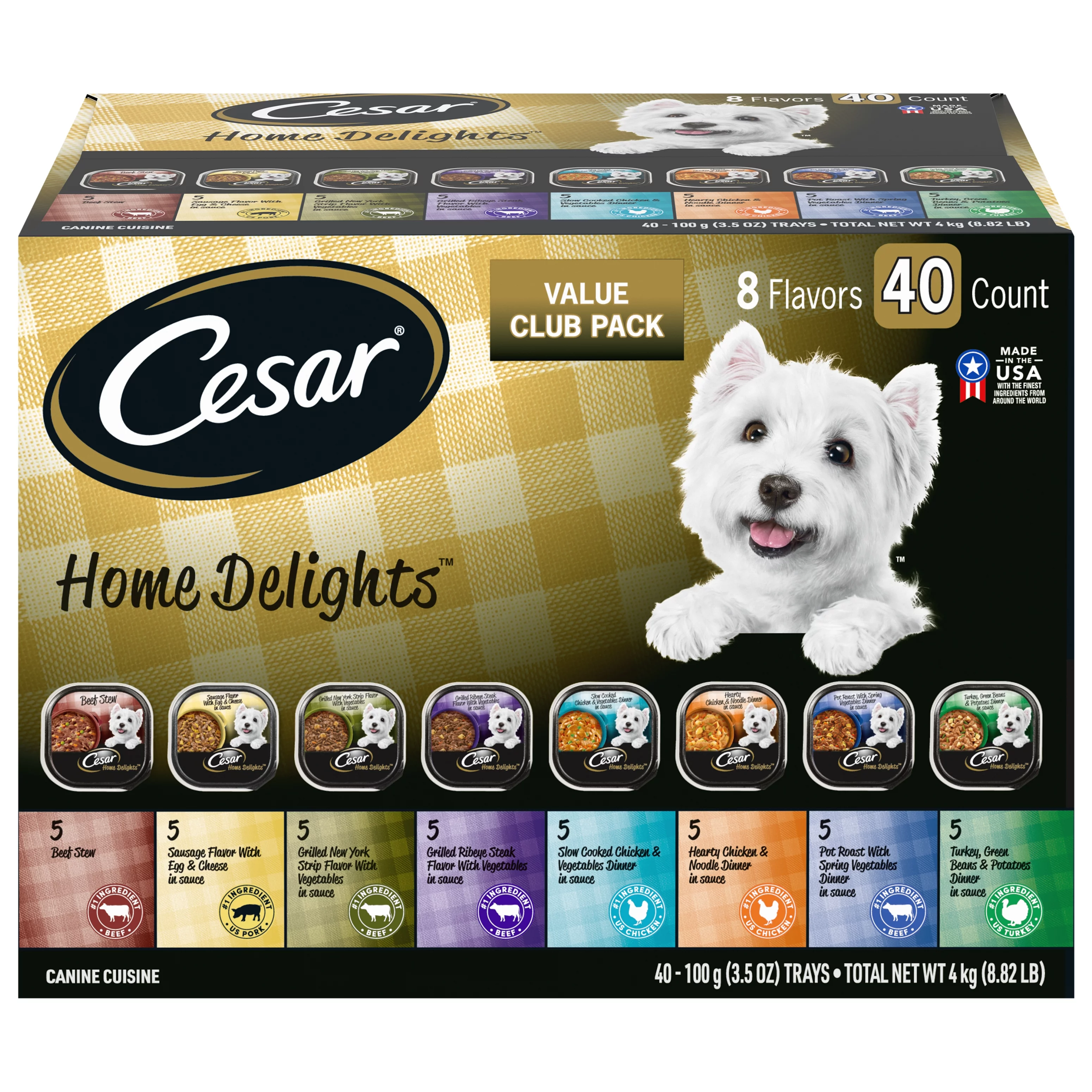 New 371134  Cesar Dog Home Delights Wet Food 3.5Z Variety Pack (40-Pack) Dog Food Cheap Wholesale Discount Bulk Pets Dog Food Boys