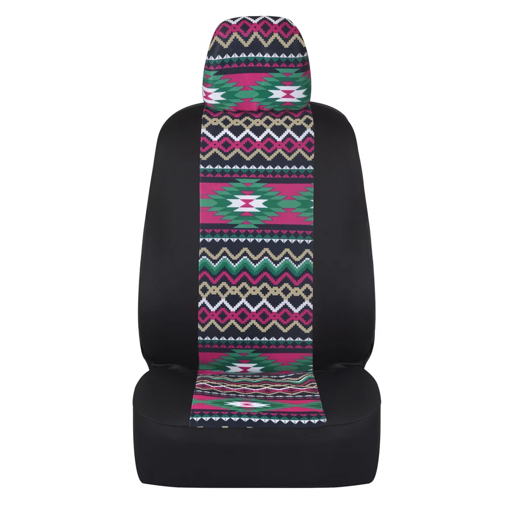 BDK Two Tone Pattern Car Seat Covers - Sideless Chic Style - Soft & Flexible Polyester (Inca Tocapu Pattern)
