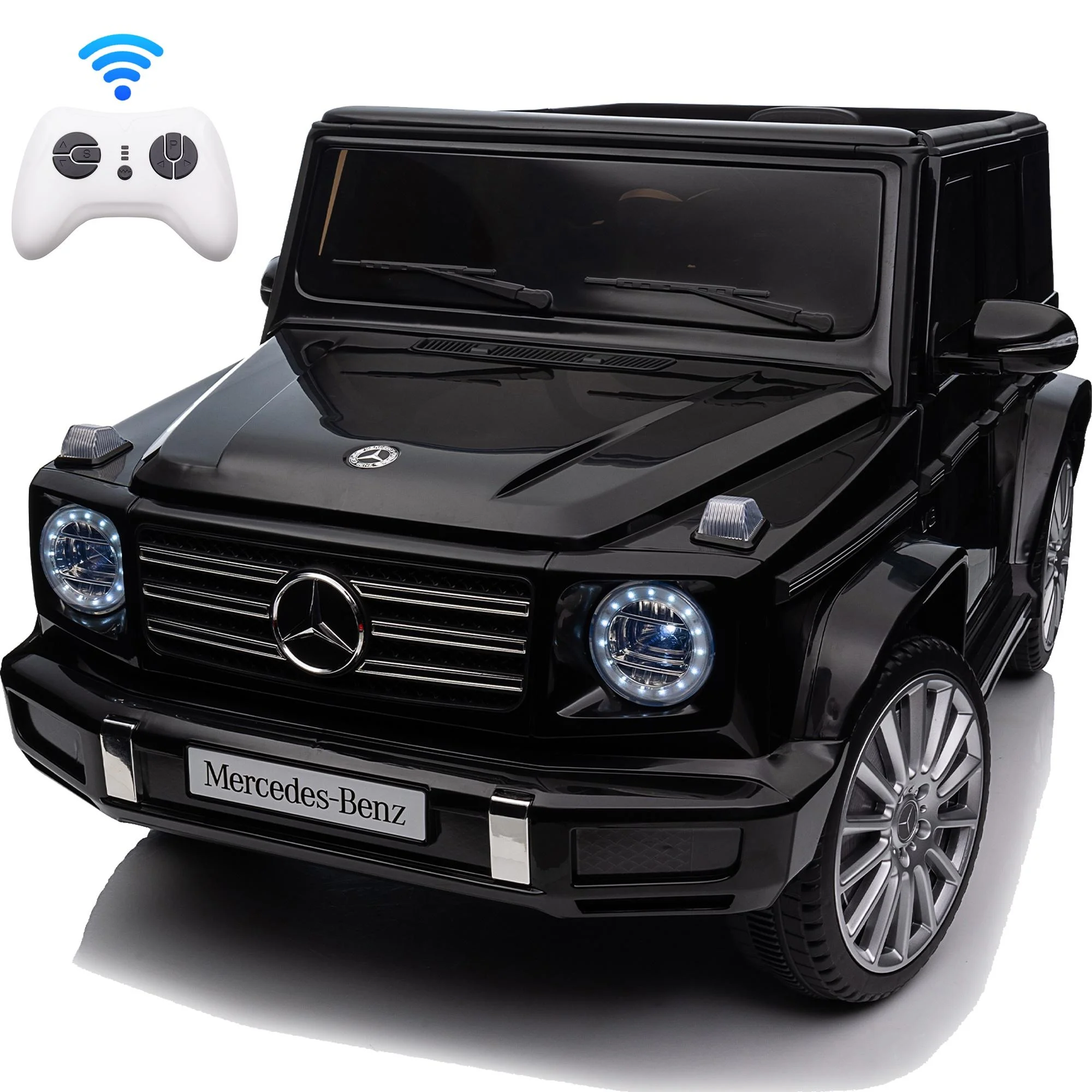 24V Ride On Cars with Remote Control, Licensed Mercedes Benz G500 Kids Electric Car for Boys Girls Gifts, Battery Powered Ride on Trucks Toys with Bluetooth, MP3, Music, Led Lights, USB, Black
