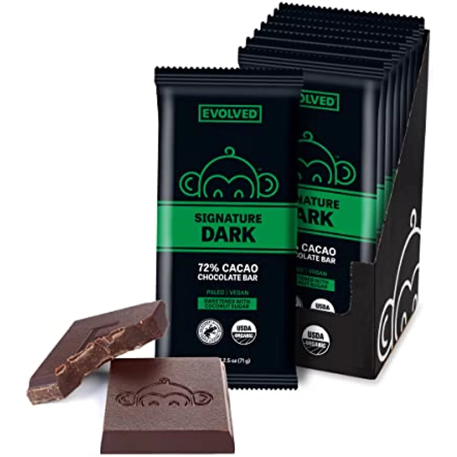 Evolved Chocolate Signature Dark Chocolate Bars, 2.5-Oz. (Count Of 8)