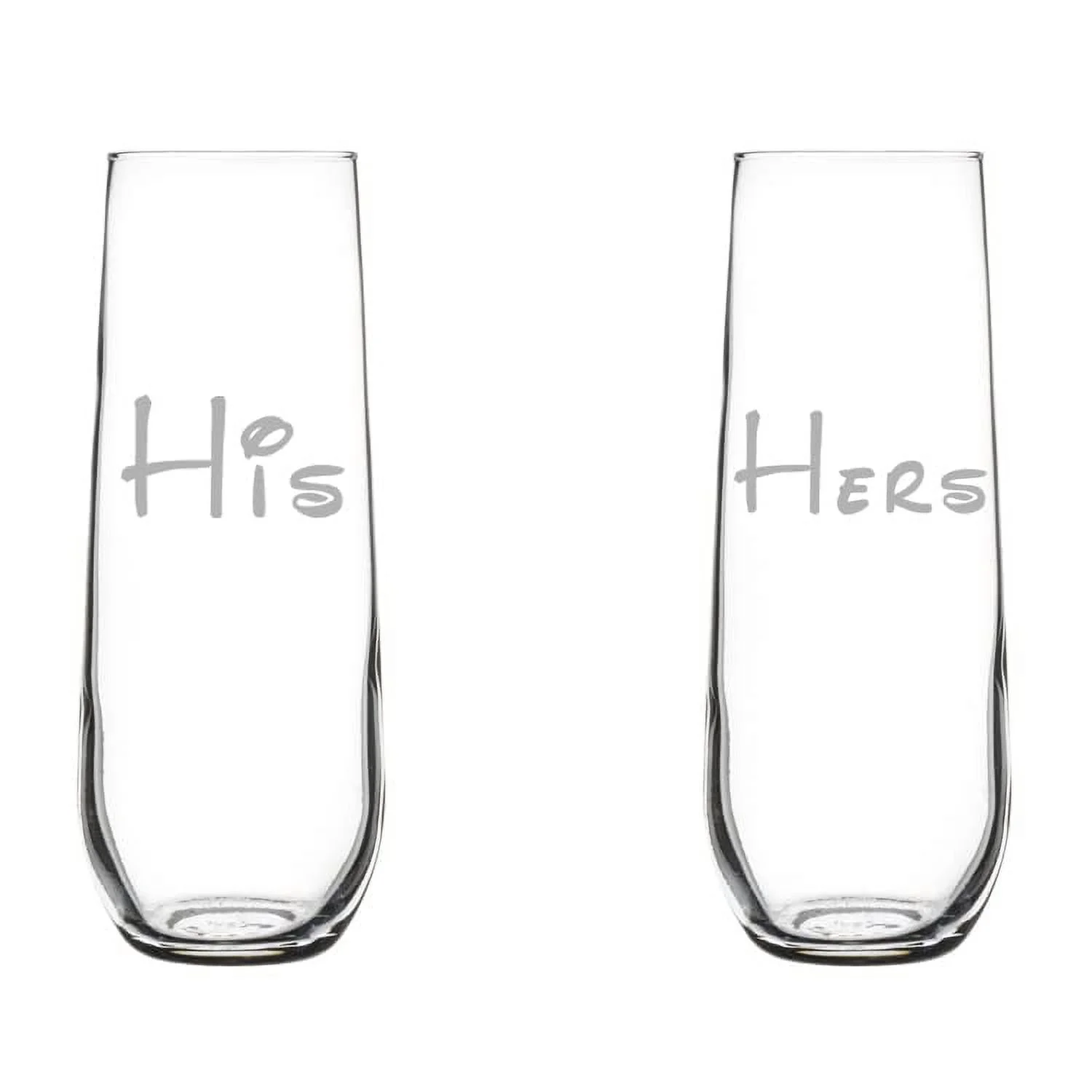 Set of 2 Glass Champagne Flutes Sparkling Wine Glasses His Hers New Couple Wedding Anniversary Engagement (8 oz Stemmed)