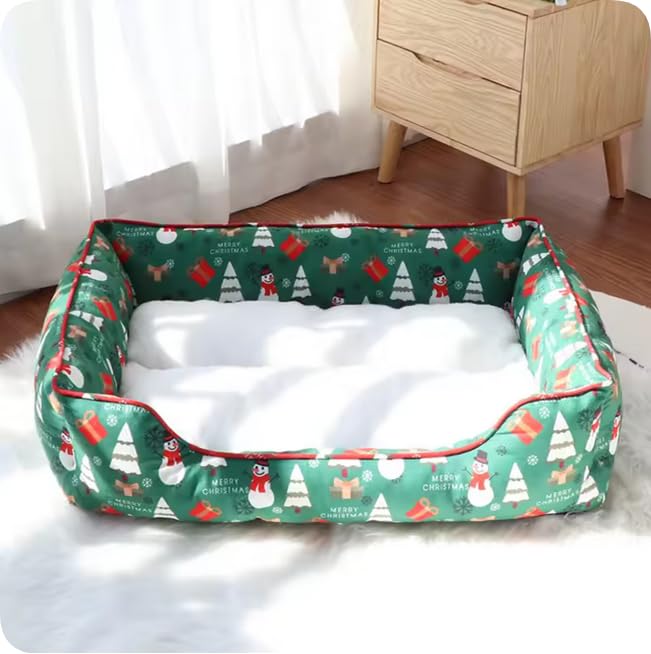 Christmas Dog Bed Cat House Dog House Warm Cloud Nest Pet House to Keep Warm in Winter Pet Bed Cat Dog Kennel Christmas Decoration Pet Kennel (Red, S:51x46x15CM(for pet Less Than 5kg))