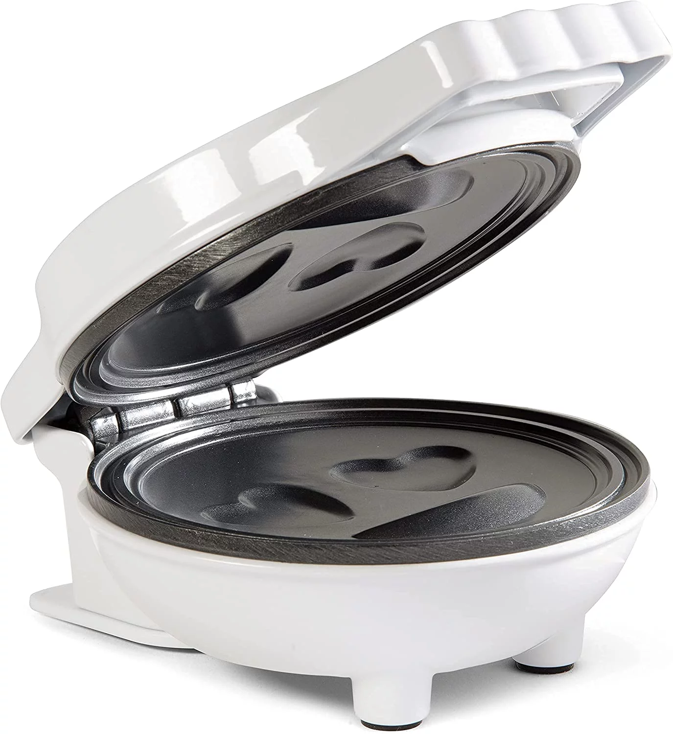 Heart Eye Emoticon Mini Waffle Maker - Make Breakfast Special for Kids with Cute Smiley Face Design, 4 Inch Waffler Iron, Electric Non Stick Breakfast Appliance