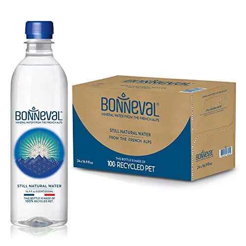 BONNEVAL Still Water Bottle - Natural Mineral Water With a Rich Taste From the French Alps, 100% Recycled and Recyclable - Water Bottles 24 Pack x 16.9FL OZ