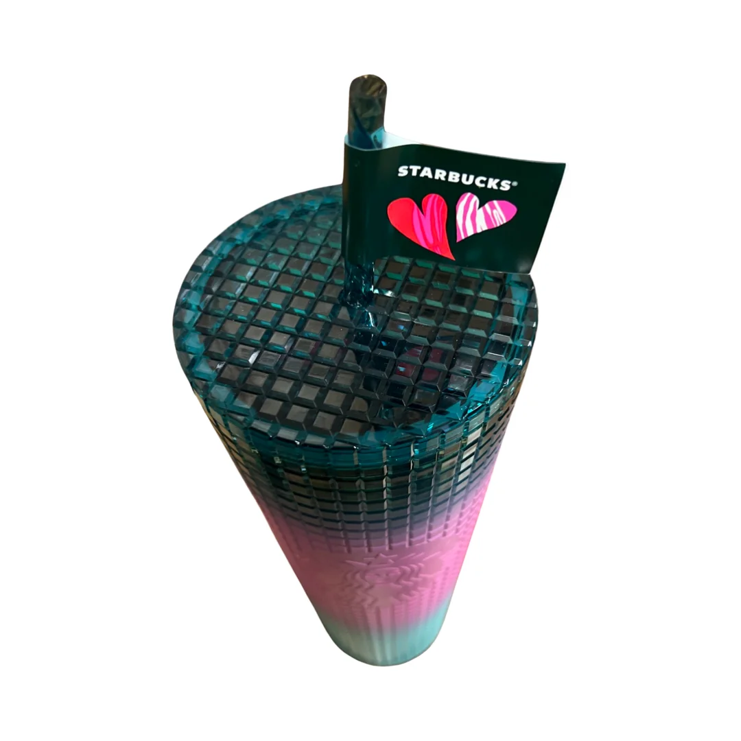 Starbucks 2024 Valentines Tri Color with Original Logo 24oz Tumbler with Straw