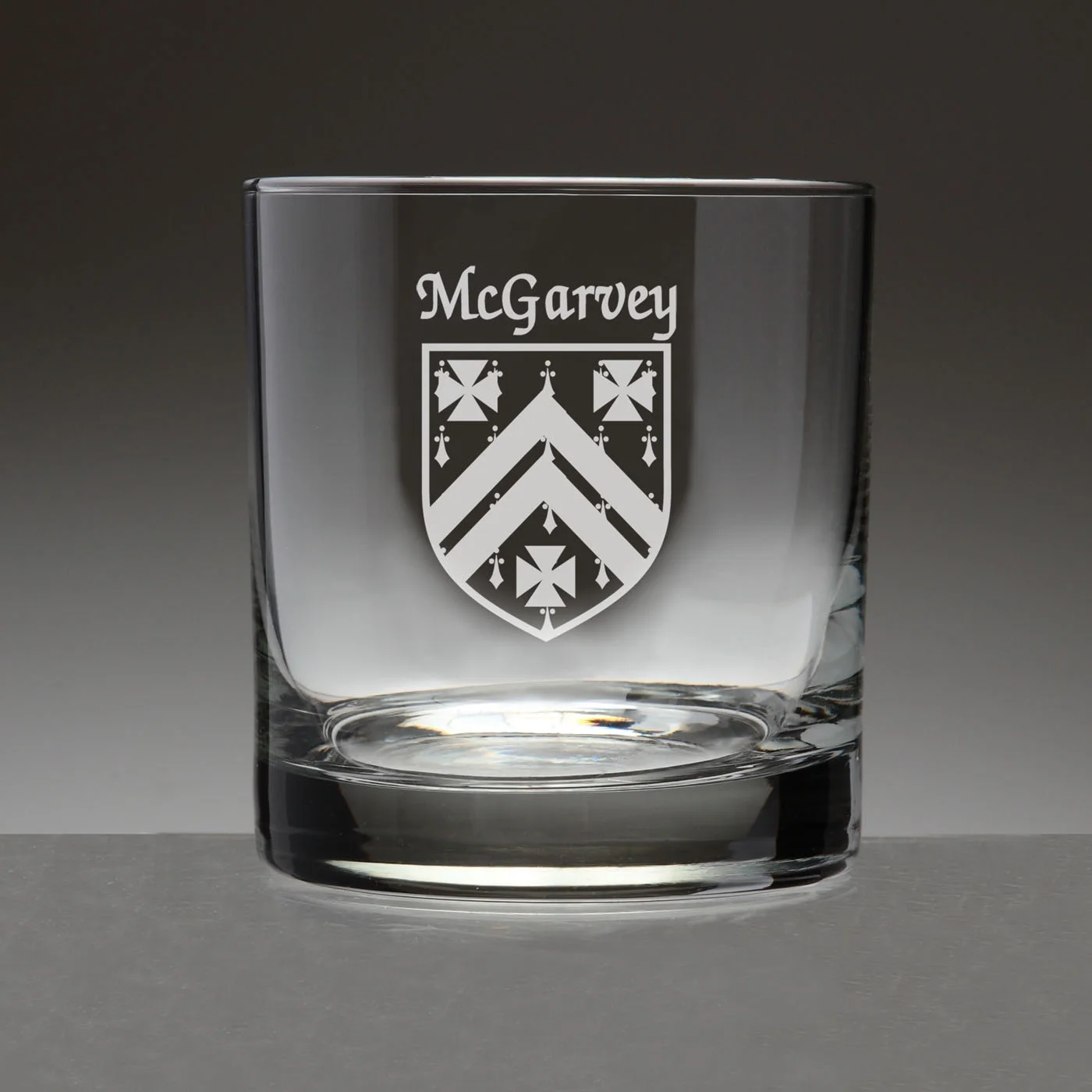 McGarvey Irish Coat of Arms Tumbler Glasses - Set of 4 (Sand Etched)