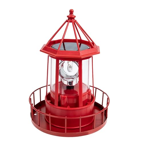 Solar Lighthouse Rotating Light - 360 Degree Rotating Lighthouse Lamp,IP65 Waterproof Solar Lighthouse Towers Statue Lights for Patio Fence Garden Courtyards,Lawns Decor (Black)