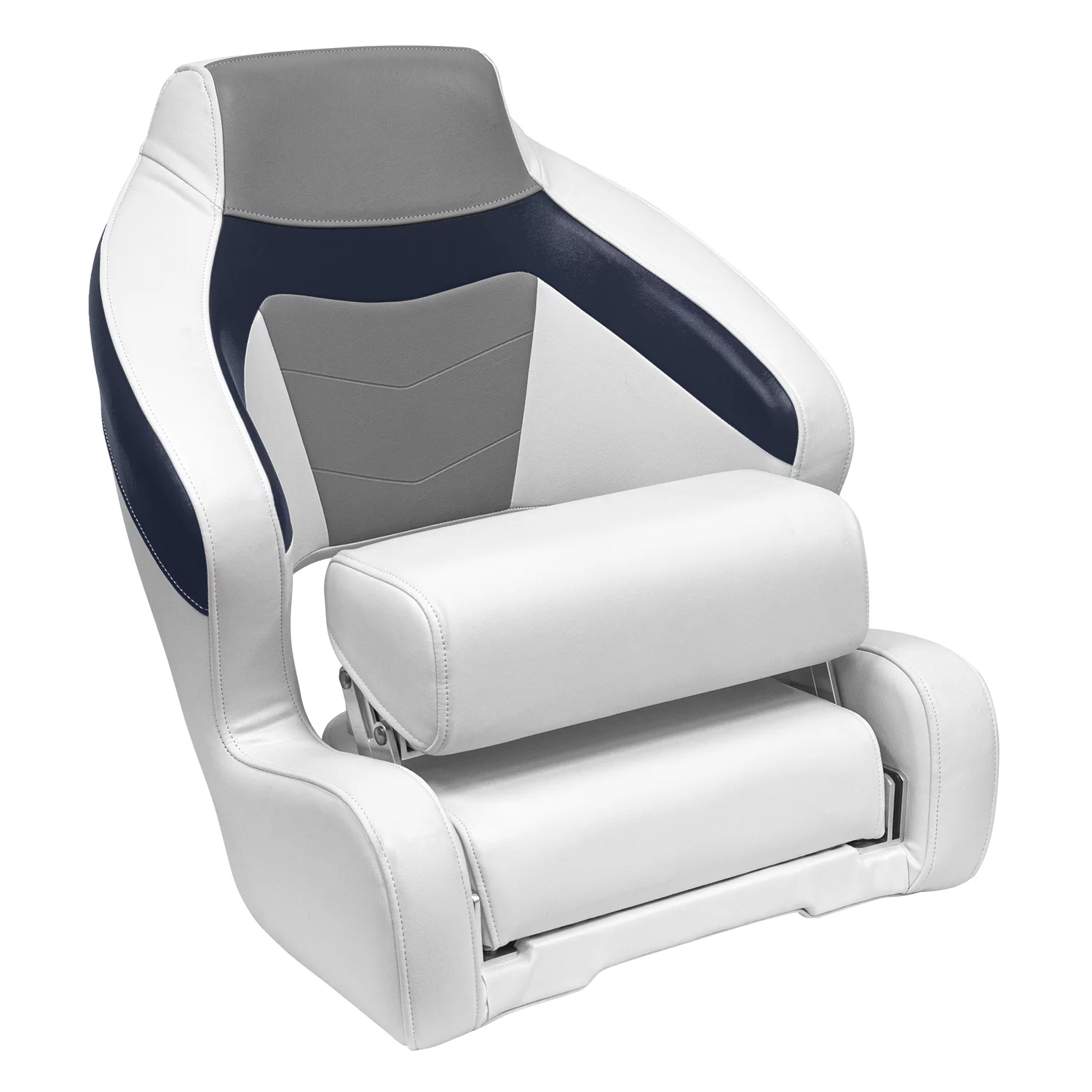 Wise 3338-1773 Baja XL Bucket Seat with Flip-Up Bolster, Brite White / Marble Grey / Midnight Navy