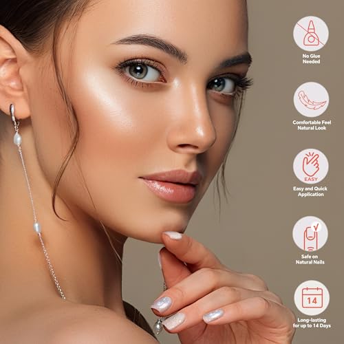 Semi Cured Gel Nail Strips-Easy Apply Christmas Gel Nail Stickers Holiday Semi Cured Manicure Strips with Sparkling Xmas Designs (Classic Yule)