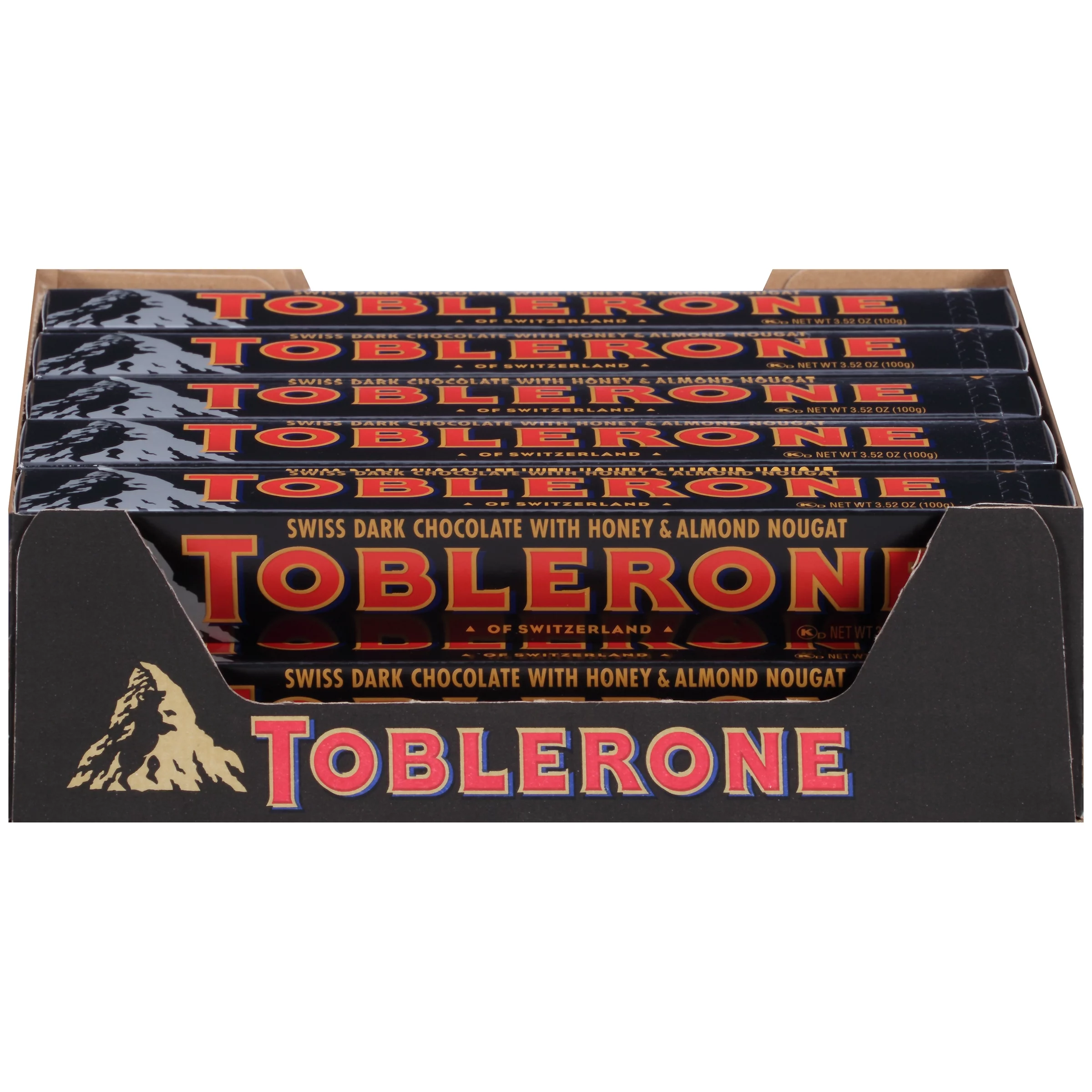 Toblerone, Swiss Dark Chocolate Bar, 3.52 oz, (Pack of 20)