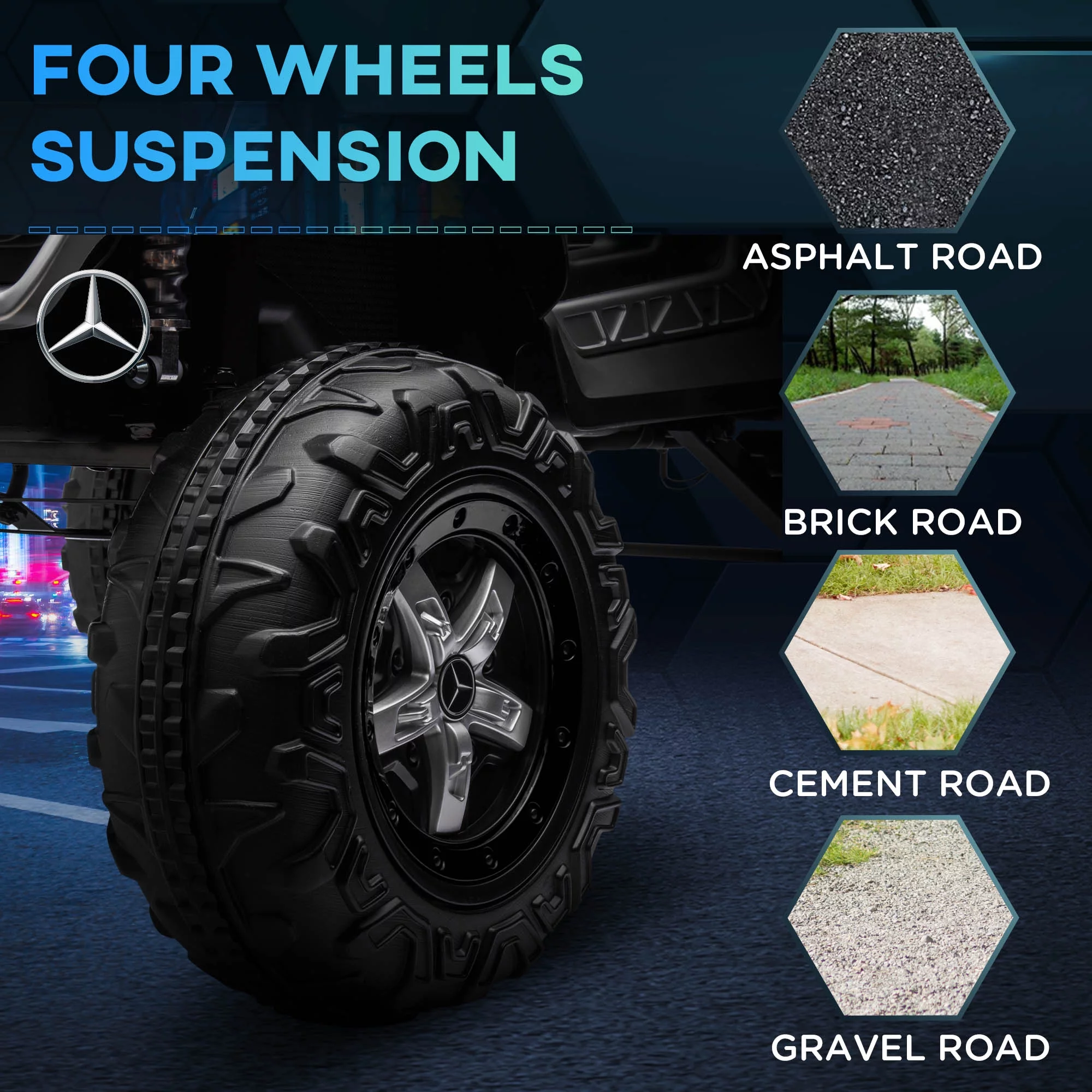 Aosom 12V Battery Powered Licensed Mercedes-Benz Ride on Truck, Black