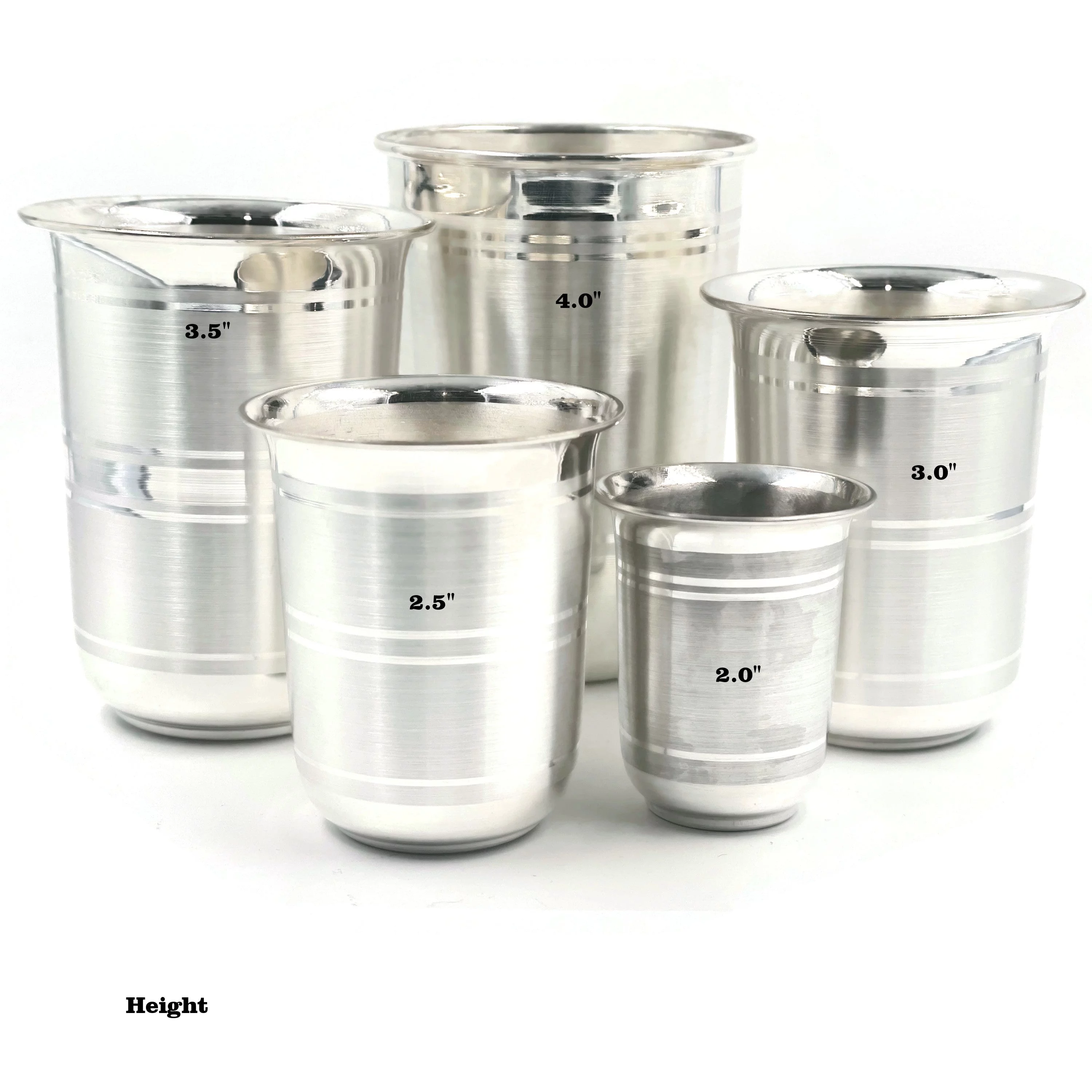 999 Pure Silver 4.0 Inch Glass, 4.3 Inch Bowl & Spoon - 4.0-inch Set#03