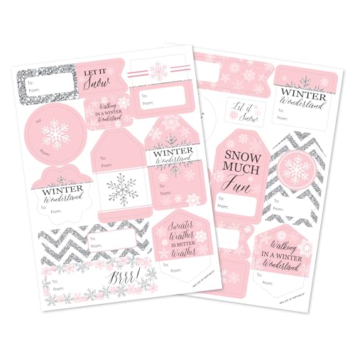 Big Dot of Happiness Winter Wonderland - Assorted Snowflake Holiday Party and Winter Wedding Gift Tag Labels - to and from Stickers - 12 Sheets - 120 Stickers