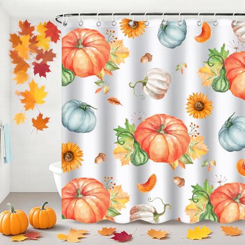 4Pcs Christmas Shower Curtain Set - Merry Christmas Bathroom Set Holiday Shower Curtain with Non-Slip Rugs, Toilet Lid Cover and Bath Mat