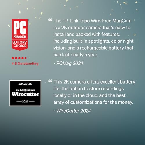 TP-Link  MagCam, 2024 PCMag Editors’ Choice & Wirecutter Recommended Outdoor Security Camera, 2K, Battery, Magnetic Mount Wireless Camera, 150° FOV, SD/Cloud Storage, Person/Vehicle Detection