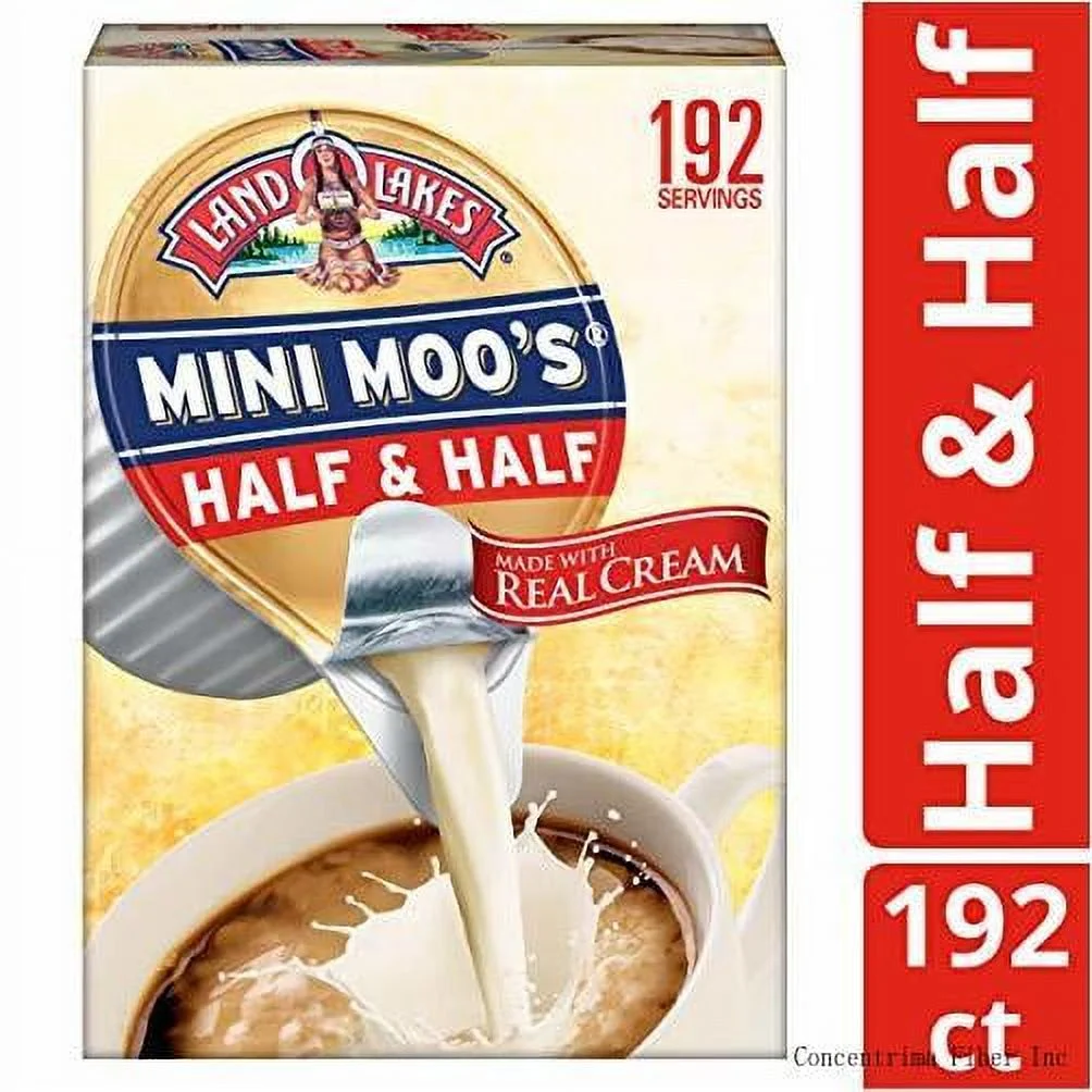 Mini Moos Half & Half Cups 192Count 54 Fl Oz (Pack May Vary), Individual Shelf-Stable Half & Half Pods For Coffee Tea Hot Chocolate, Made With Real Cream