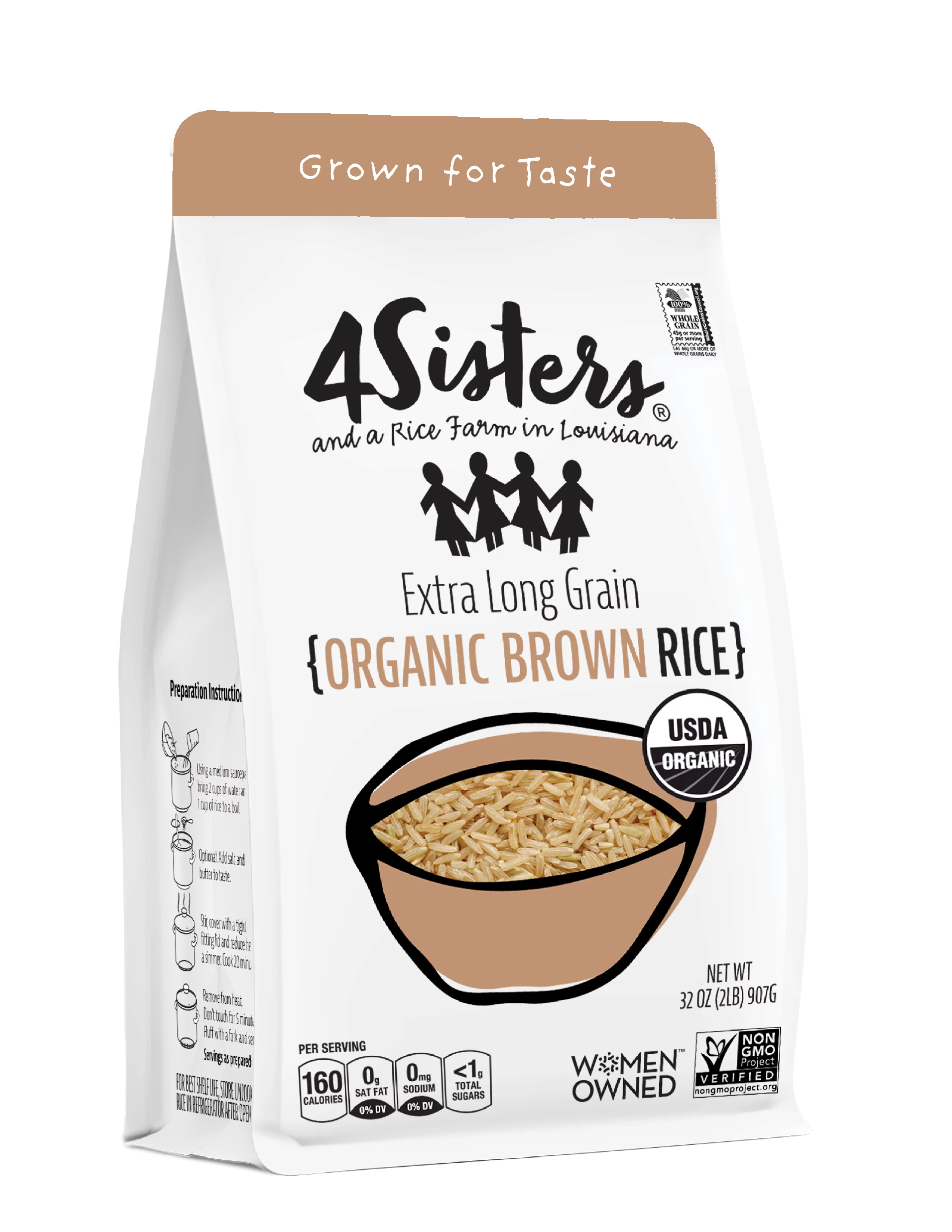 4Sisters Organic Long Grain Brown Rice, 32oz