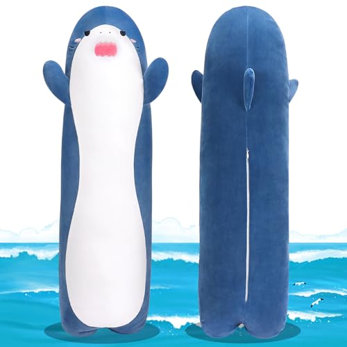 Large Shark Plush,33.5" Cute Plushies Long Shark Stuffed Animal,Weighted Shark Plush Toys,Cuddly Sleeping Hugging Pillows, Soft Giant Body Pillow,Shark Plushy Gift at Birthday Kids Adults