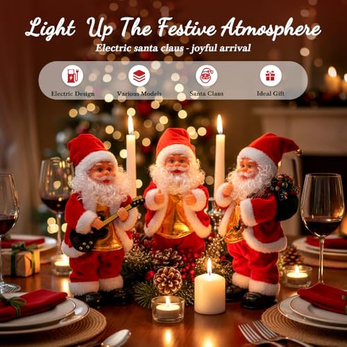 Shaking Hip Music Santa, Twerking Santa Claus Animated Christmas Singing Toy, Figurine Home Ornament Decorations, Singing and Dancing Christmas Toys for Birthday Gift (B)