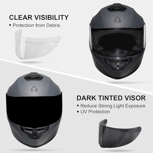 TRIANGLE Motorcycle Helmets Full Face Motorcycle Helmet for Men & Women with Tinted and Clear Visor Meet Dot Approved