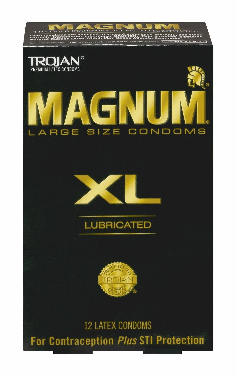 TROJAN Magnum XL Lubricated Premium Latex Condoms 12 Each (Pack of 3)