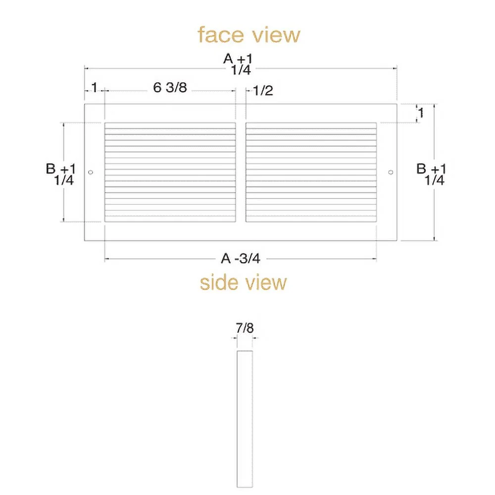 18in x 8in Imperial White Steel Rectangular Baseboard Return Grille - Overall 19 1/4in x 9 1/4in