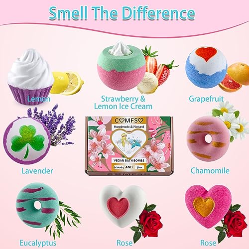 Bath Bombs for Kids, 10 Bath Bomb Gift Set, Natural Bubble Bathbombs, Shea Butter Dry Skin Moisturize, Fizzy Spa Bath for Her Mom Women Kids Girls Girlfriend, Birthday, Stocking Stuffers
