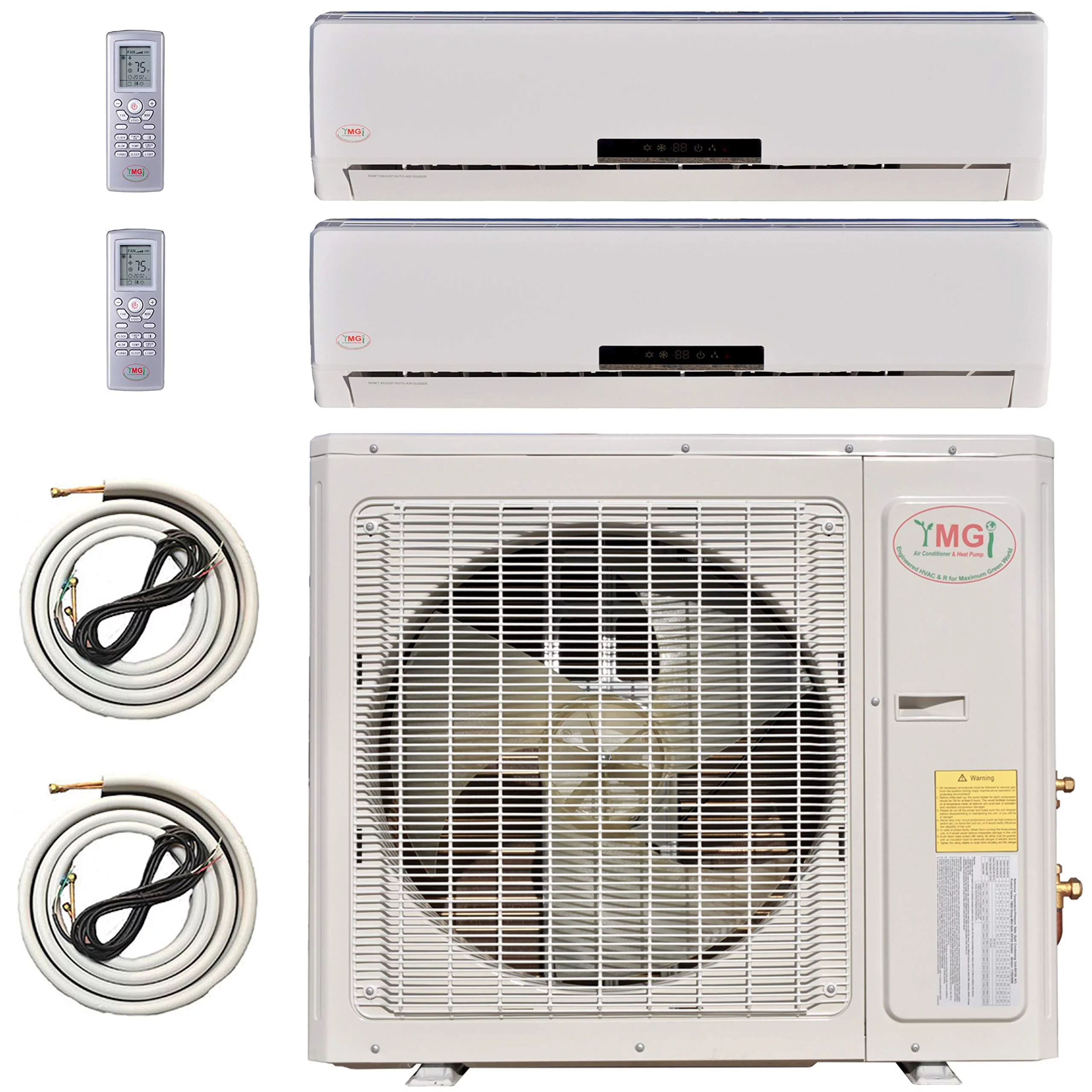 Multi Zone Mini Split Ductless Air Conditioner Dual Zone 12000 24000 2 Zone Pre-Charged Inverter Compressor Includes Two Free 25ft Linesets US Parts & Tech Support