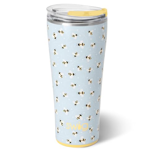 Swig Life 32oz Insulated Tumbler, Travel Coffee Tumbler with Lid, Cup Holder Friendly, Stainless Steel Travel Coffee Mug, Glitter Tumbler, Glitter Gifts (Confetti)