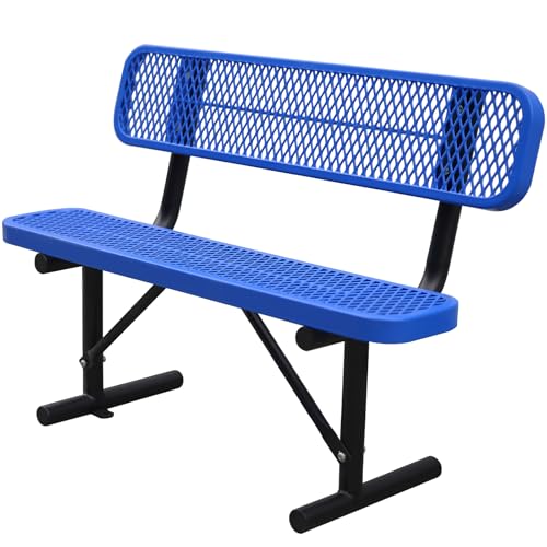 8FT Heavy Duty Park Bench with Back Portable Frame, Outdoor Metal Park Bench with Backrest, Steel Mesh Outdoor Bench for Garden, Lawn, Patio, Porch, Park, Yard (Black, 94.1
