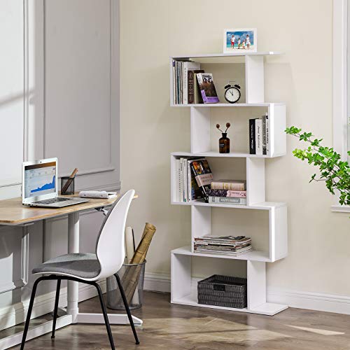 VASAGLE Bookshelf, 5-Tier Bookcase, Tall Display Shelf, Freestanding Storage Shelf, Room Divider, for Home Office, Living Room, Bedroom, Study, Ebony Black ULBC062T56