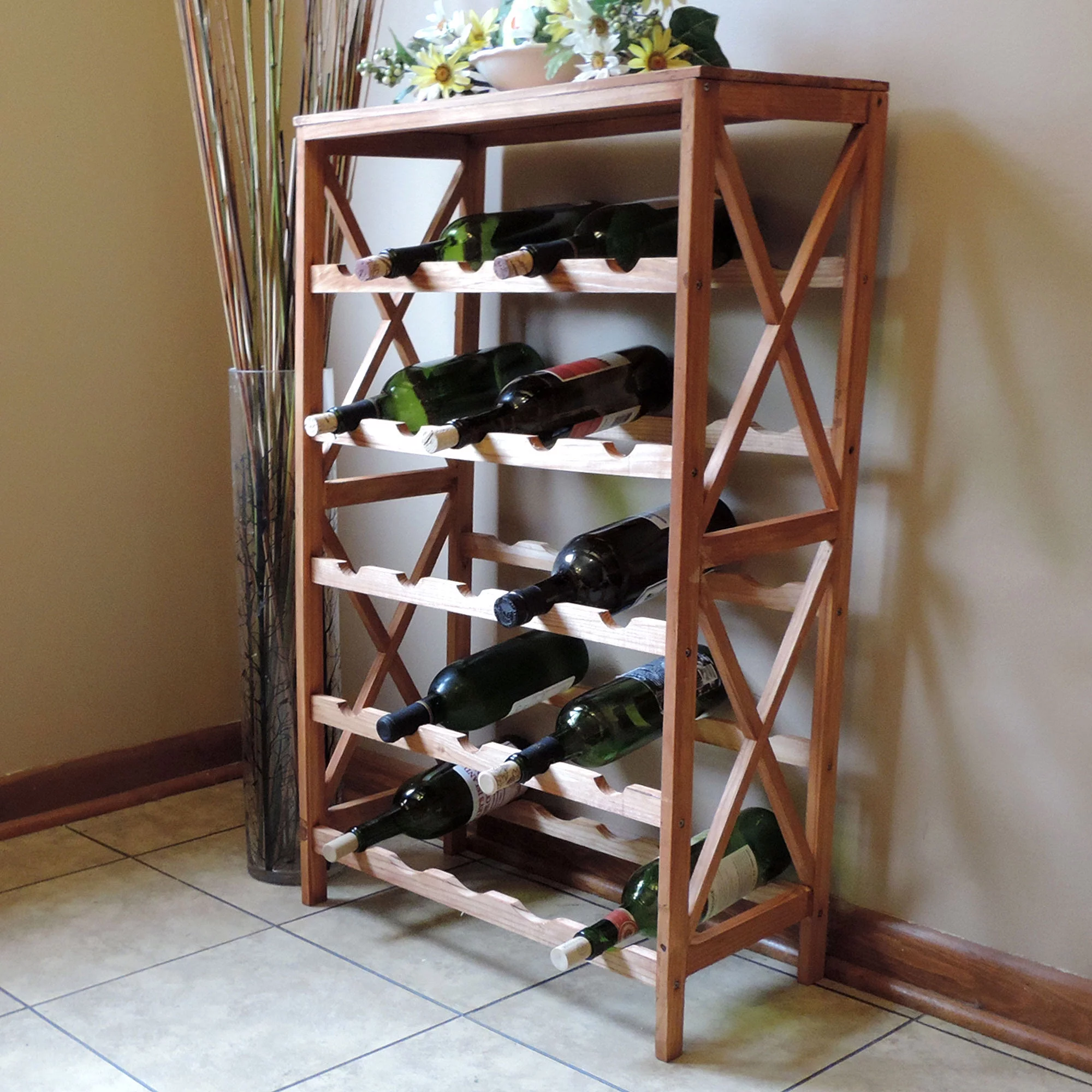 Lavish Home 25-Bottle Freestanding Wine Rack Bottle Holder with Tabletop