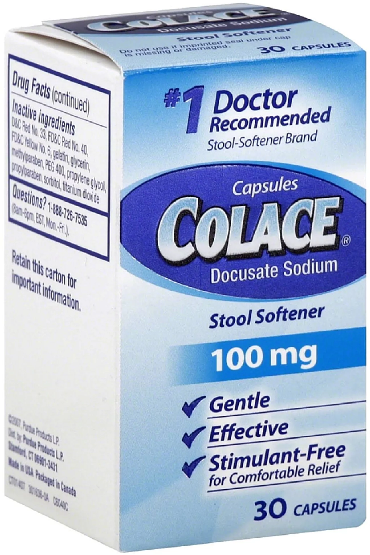 Colace Stool Softner 100 mg Capsules 30 ea (Pack of 2)