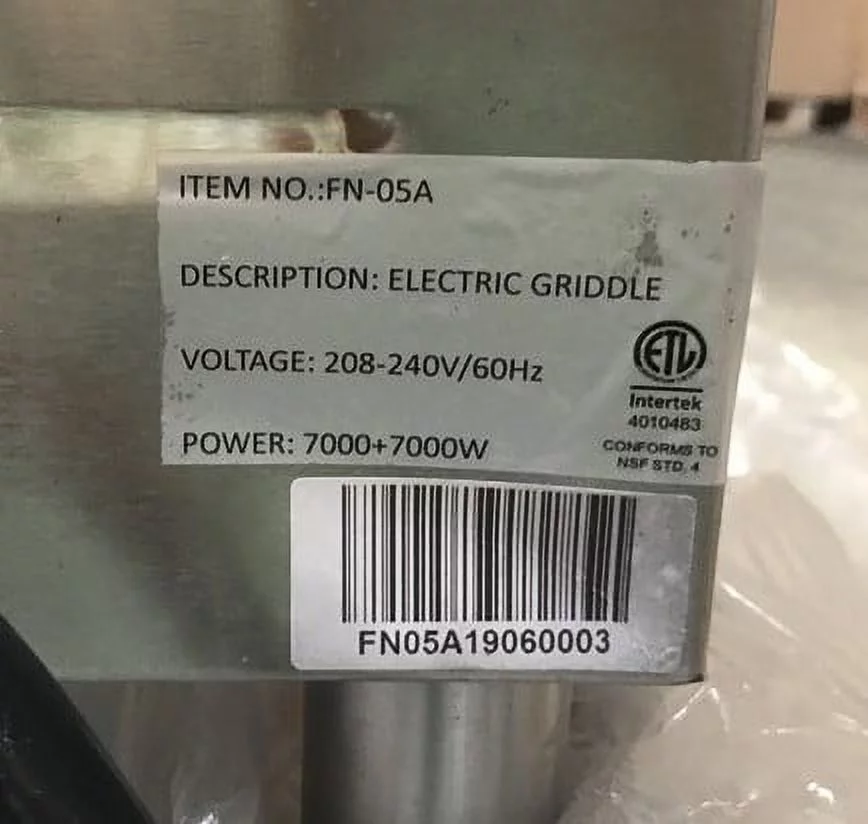 48 Inches Griddle Electric Stainless Steel Commercial Countertop Flat Top Griddle 240V NSF FN-05