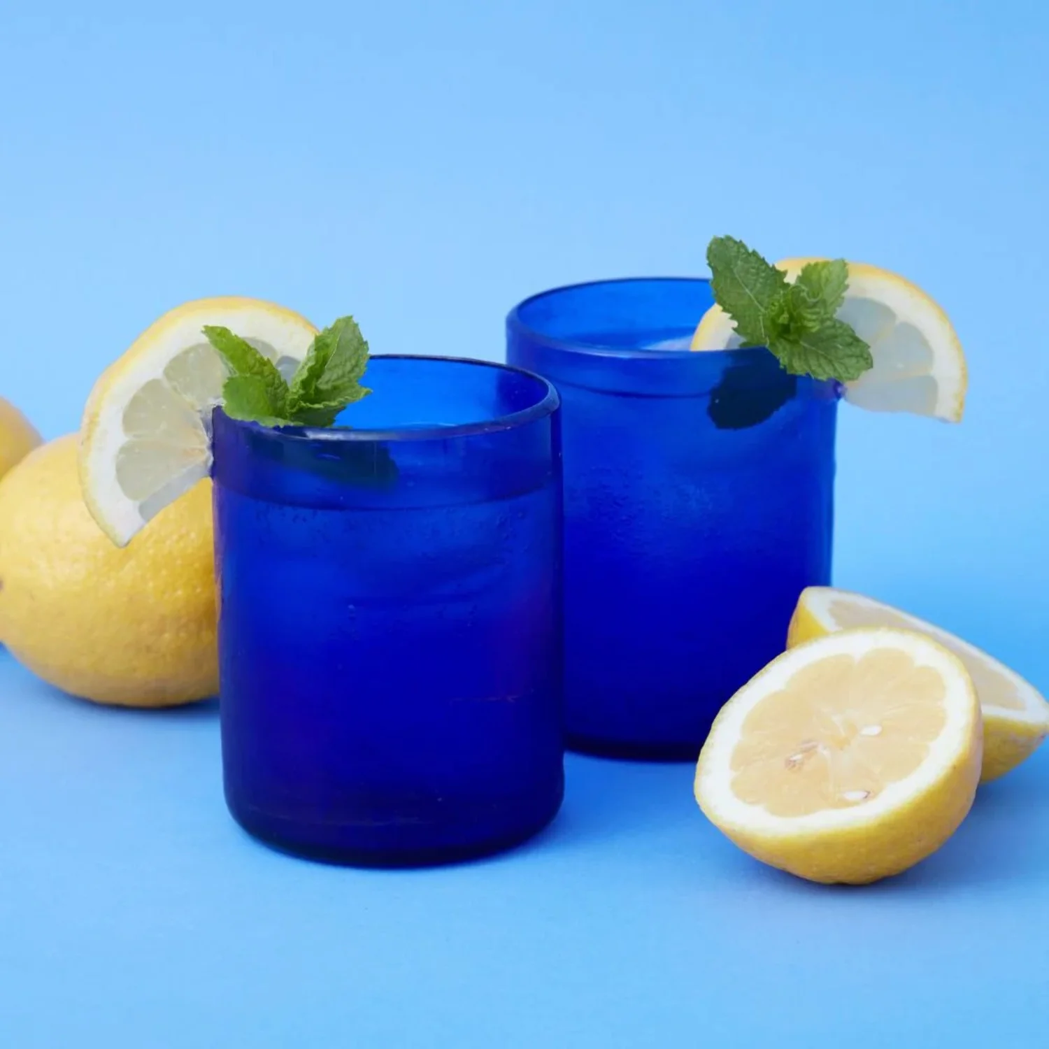 Hebron Glass Blue Water Glasses Tumblers